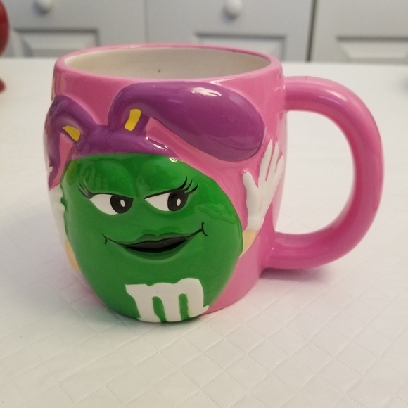 mars Other - M&M's Easter Ceramic Mug Green on Pink . Purple Bunny Ears